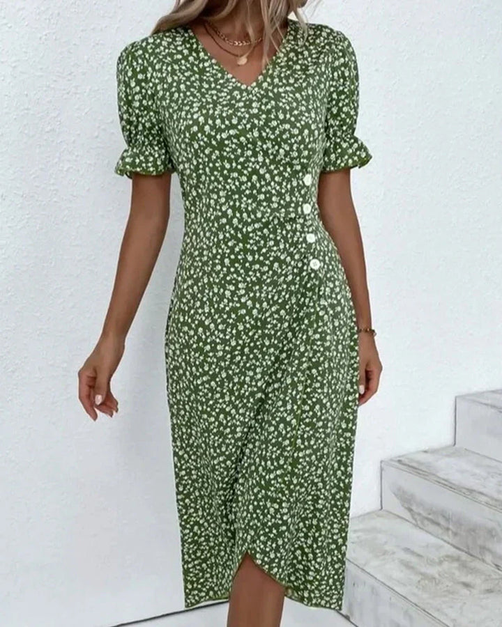 Tine - Short Sleeve Dress with Floral Print