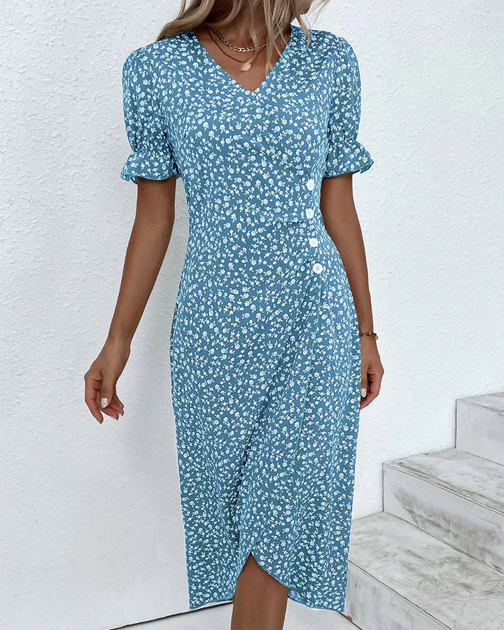 Tine - Short Sleeve Dress with Floral Print