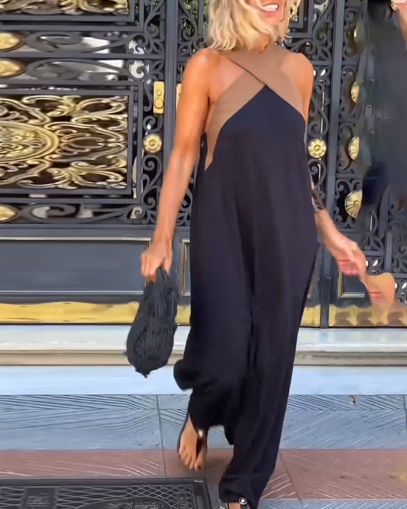 Ariane | Elegant Evening Dress with Crossed Neckline and Open Back