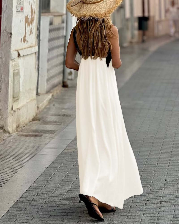 Ariane | Elegant Evening Dress with Crossed Neckline and Open Back