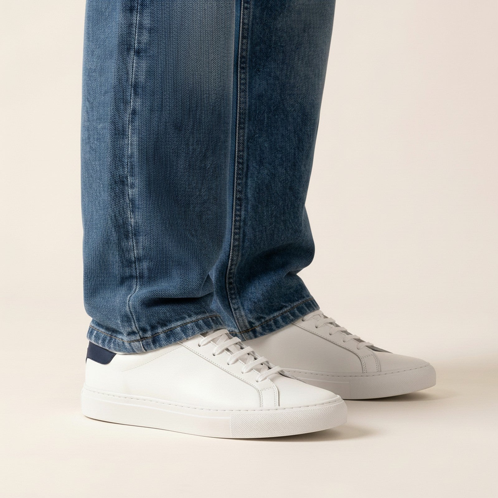 Cruz | Men's Leather Court Sneakers - White-Navy