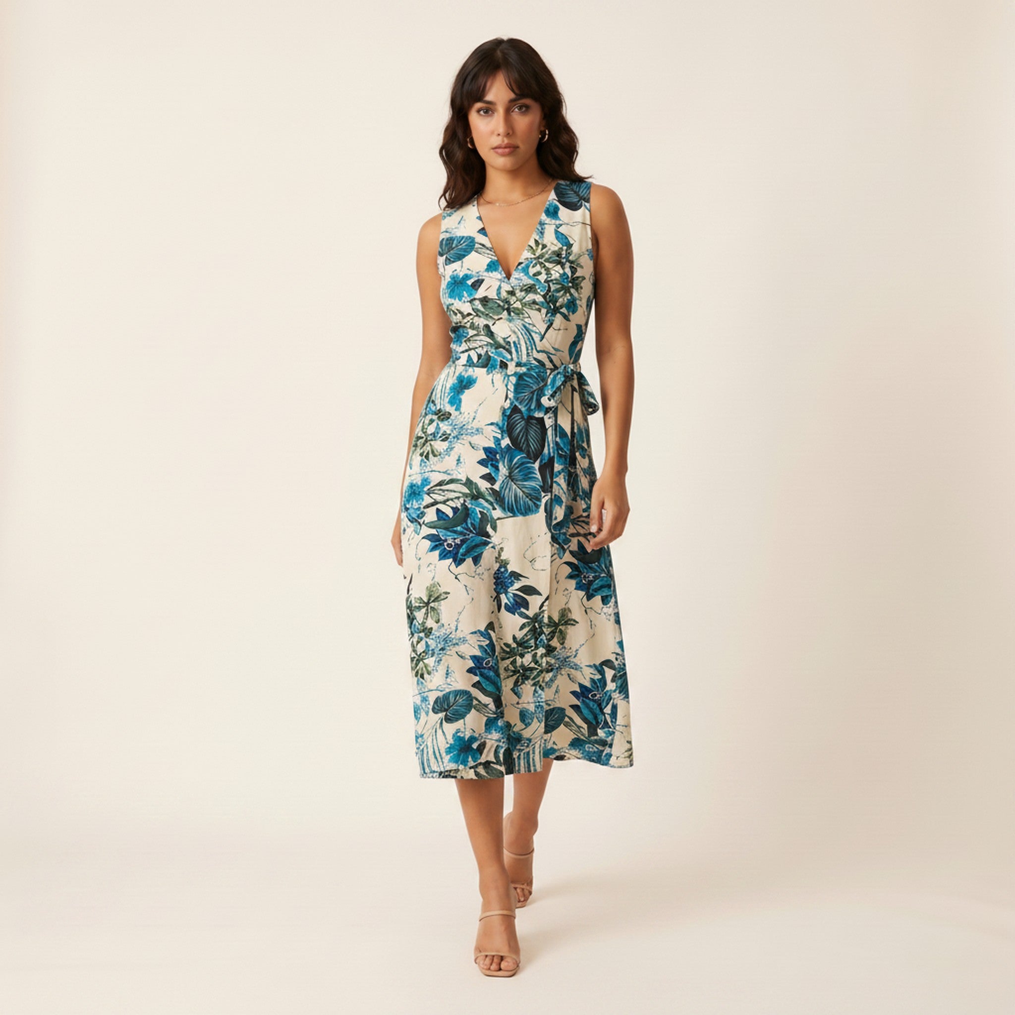 Cleo | Women's Floral Wrap Midi Dress - view 4