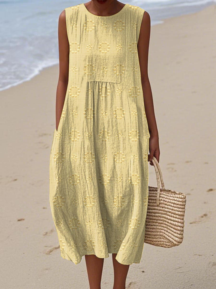 ARIANNA™|SUMMER COTTON DRESS WITH EMBROIDERED POCKET