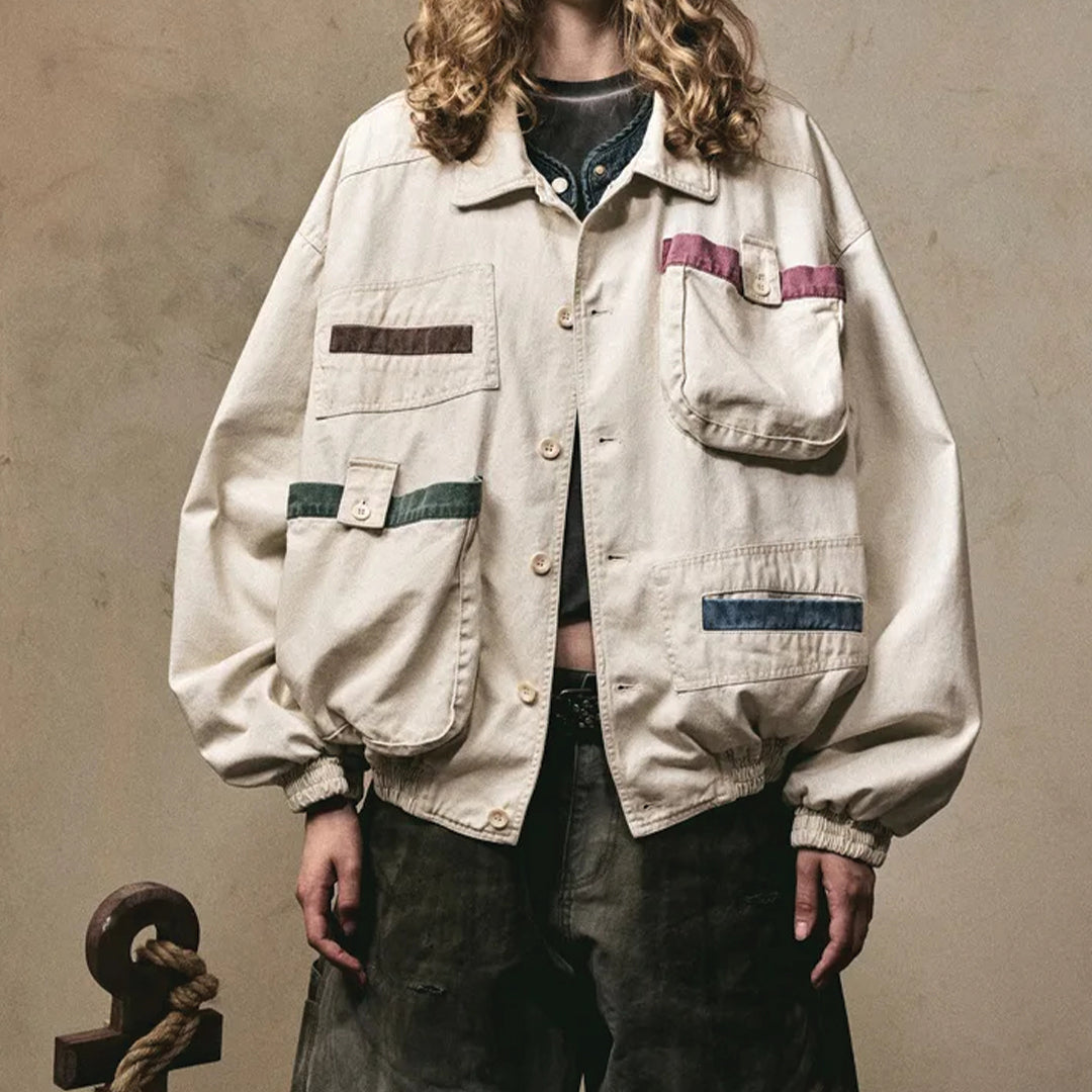 Patchwork Cargo Denim Jacket