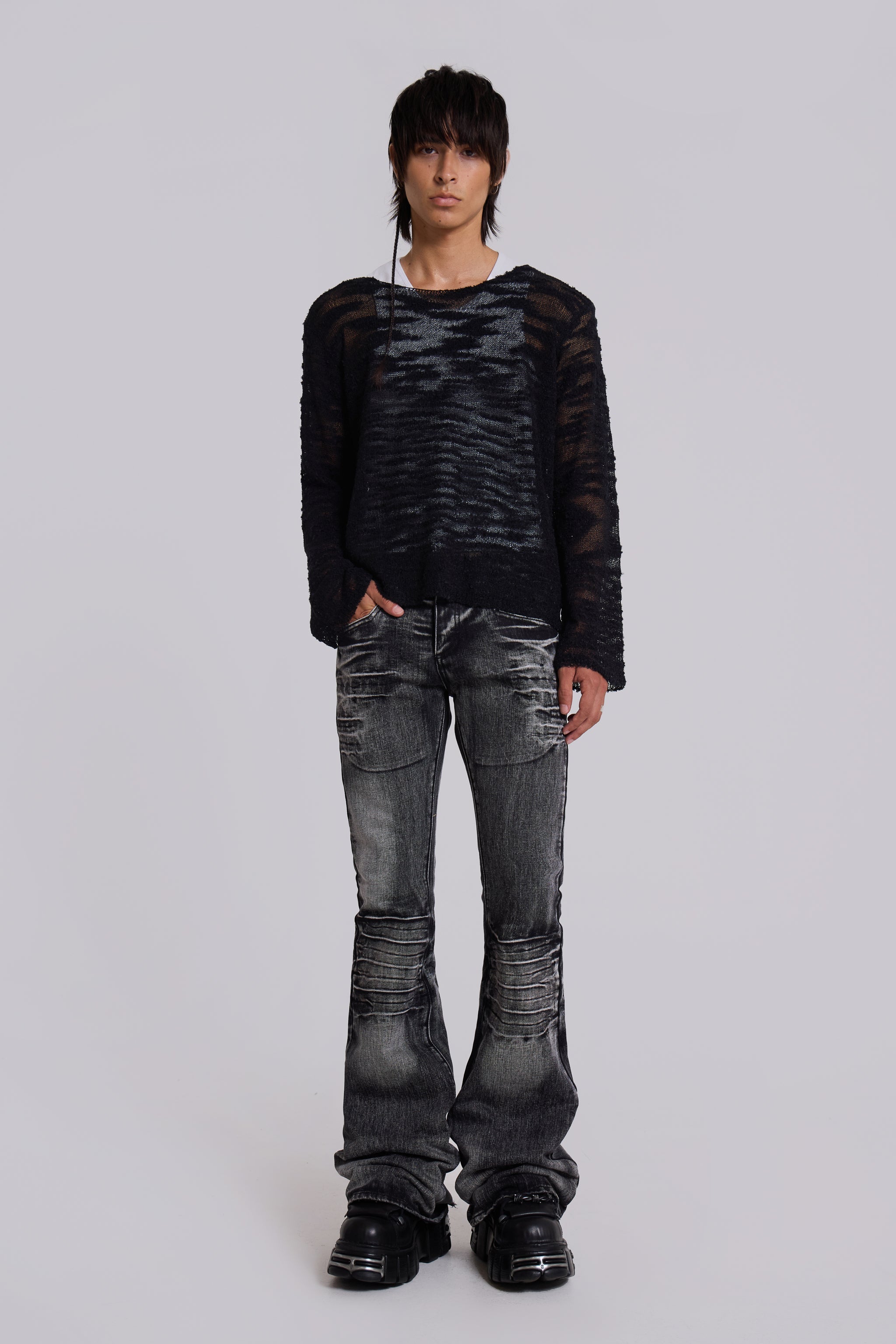 Washed Black Drift Bootcut Jeans