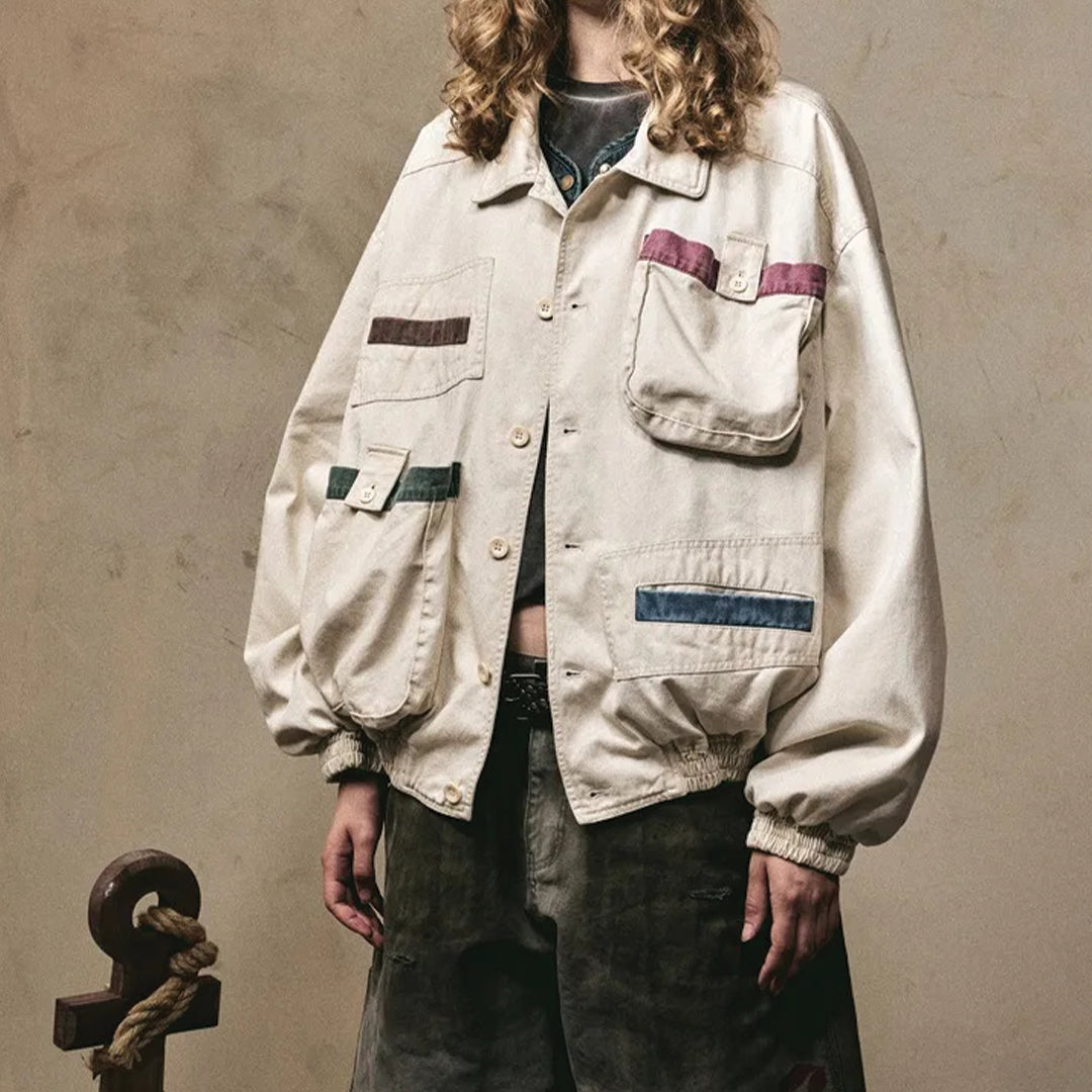 Patchwork Cargo Denim Jacket