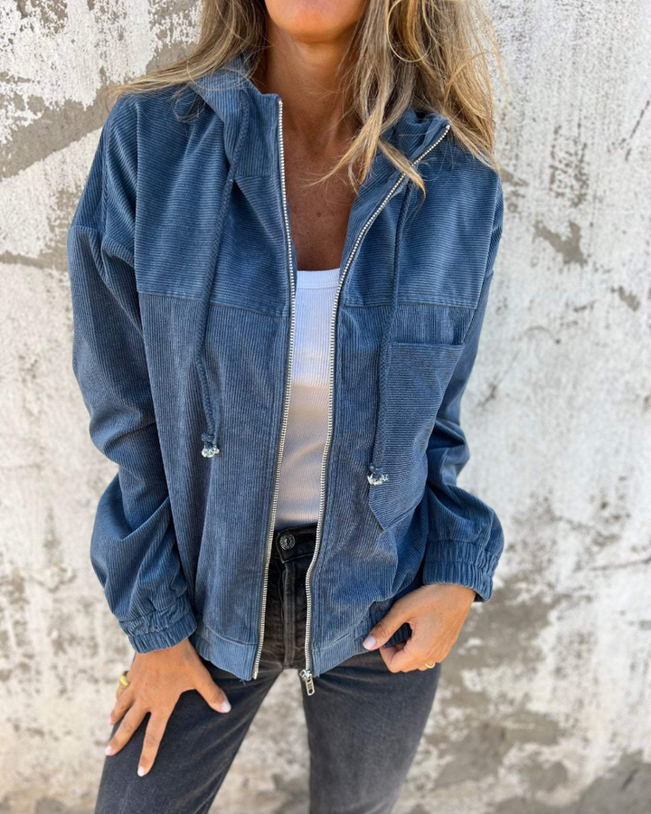 Ella | Corduroy Hooded Jacket with Zipper