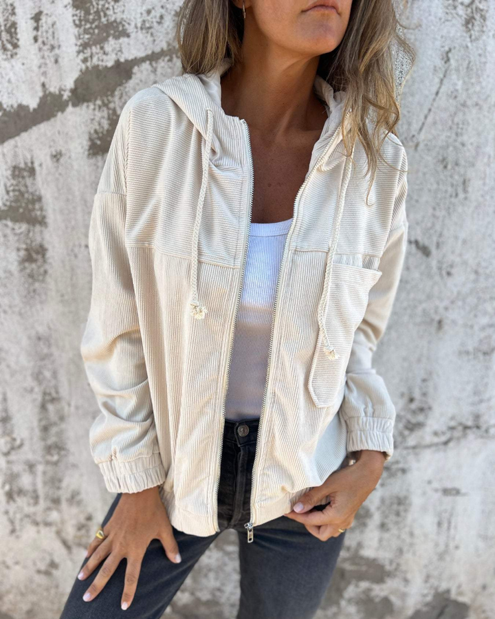 Ella | Corduroy Hooded Jacket with Zipper