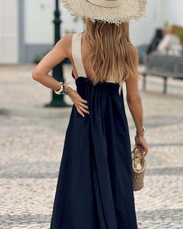Ariane | Elegant Evening Dress with Crossed Neckline and Open Back