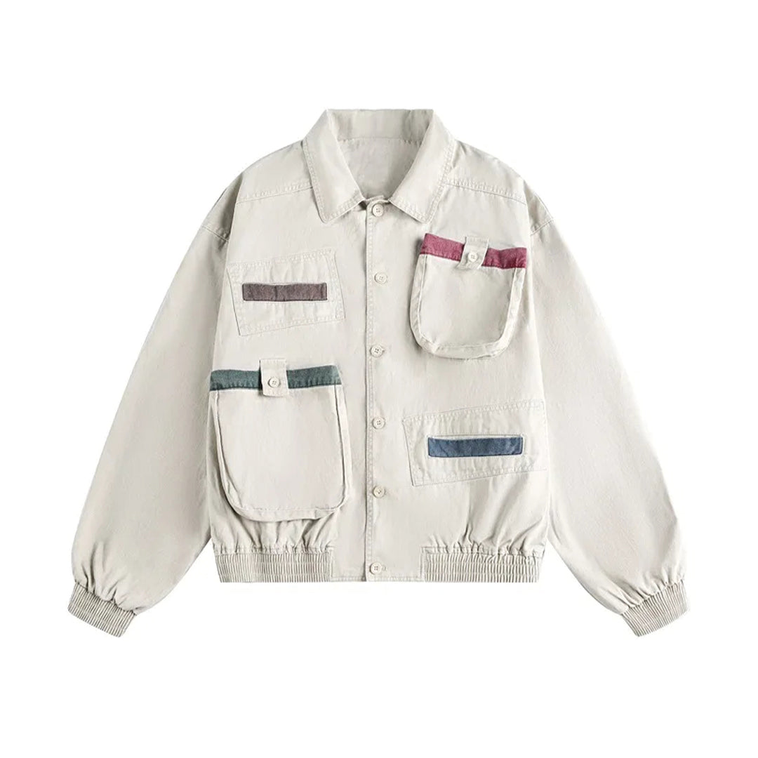 Patchwork Cargo Denim Jacket