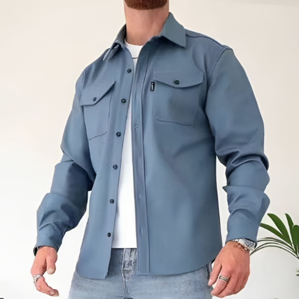 Men's Button-Down Jacket with Collar