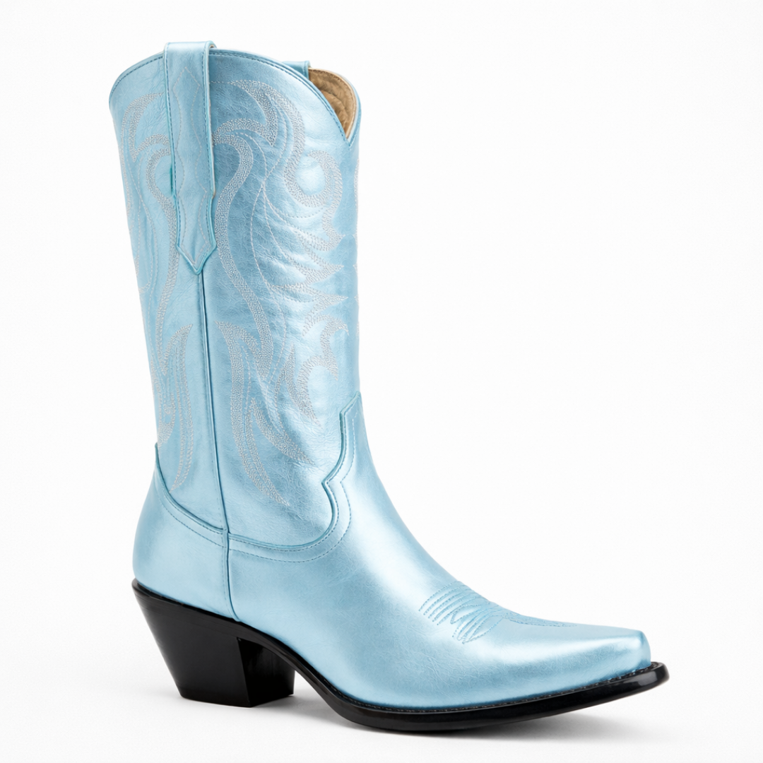 Women’s Blue Pull On Western Boots - Snip Toe