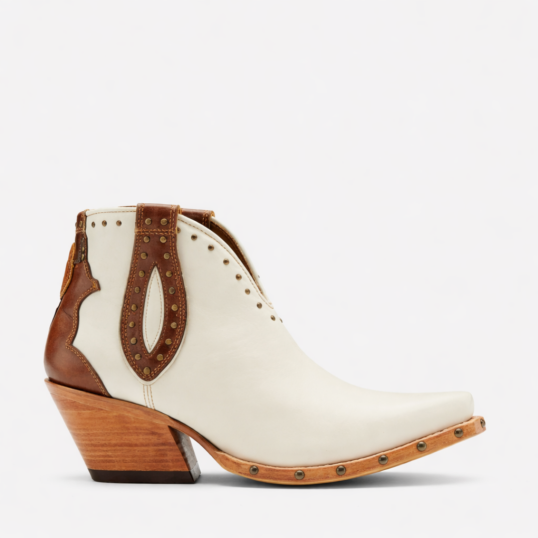 Ladies White Western Ankle Boots - Snip Toe