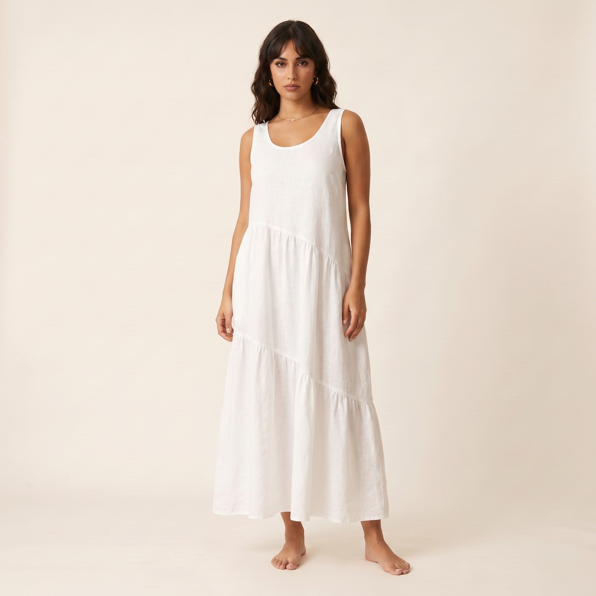 Wren | Women's Tiered Maxi Dress - White