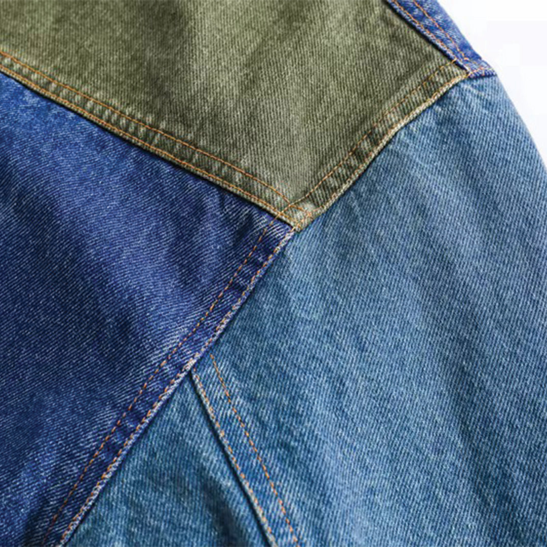 Patchwork Cargo Denim Jacket