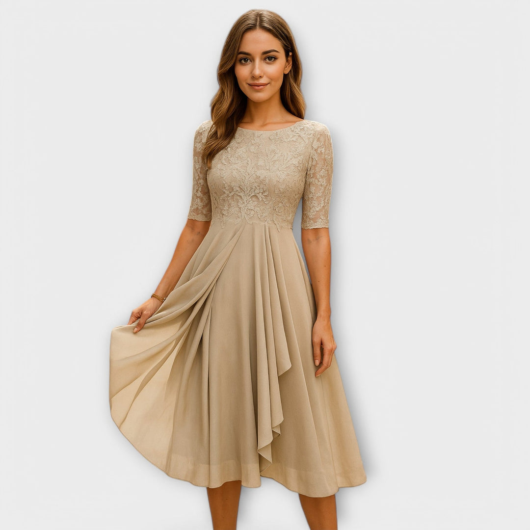 Martyna - Midi Dress with Lace Sleeves
