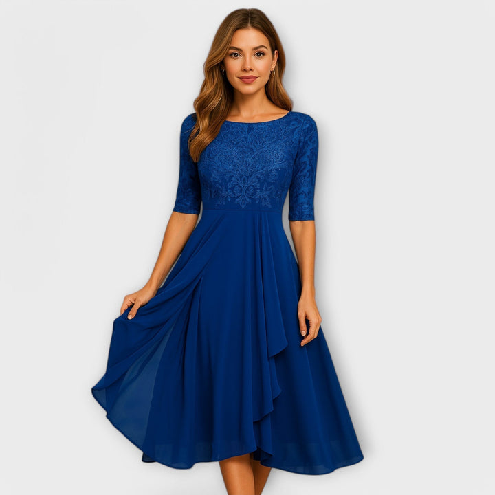 Martyna - Midi Dress with Lace Sleeves