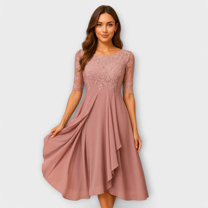 Martyna - Midi Dress with Lace Sleeves
