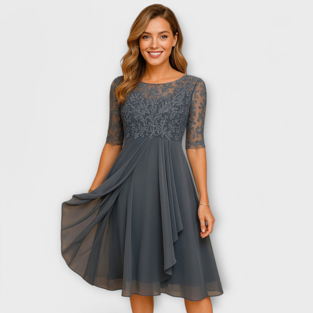 Martyna - Midi Dress with Lace Sleeves
