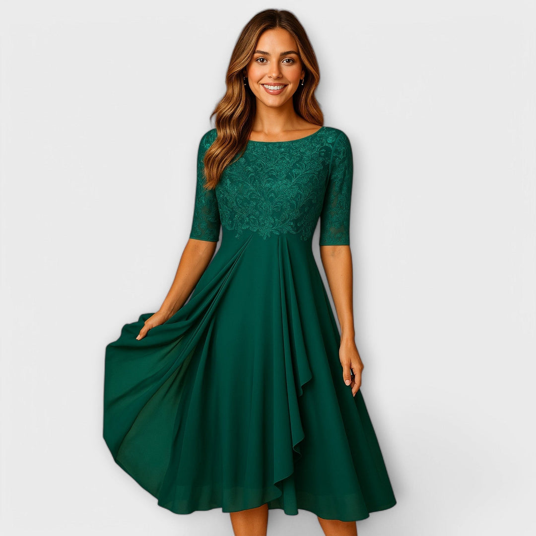 Martyna - Midi Dress with Lace Sleeves