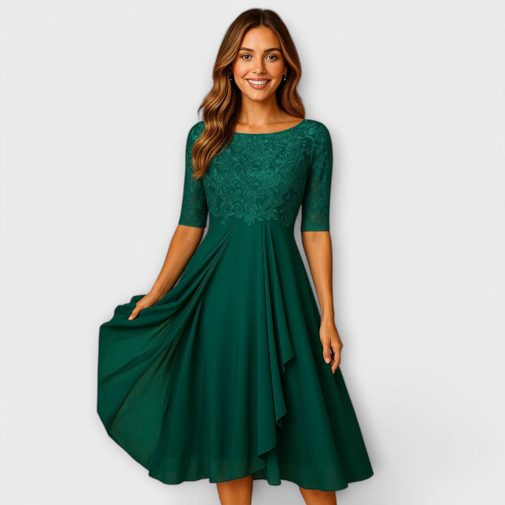 Martyna - Midi Dress with Lace Sleeves