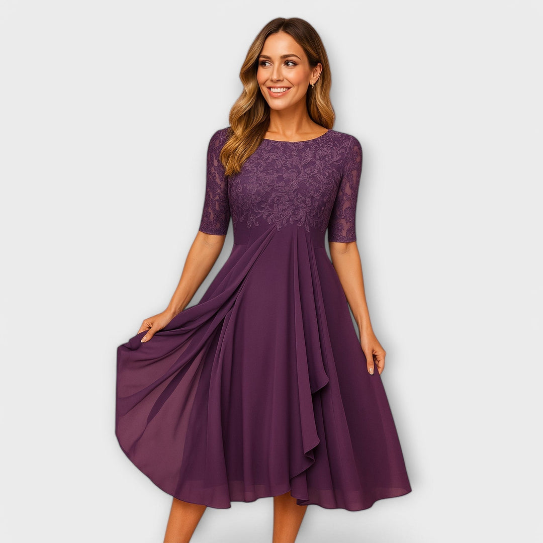 Martyna - Midi Dress with Lace Sleeves