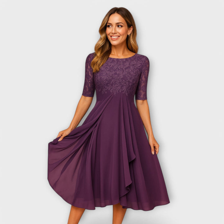 Martyna - Midi Dress with Lace Sleeves