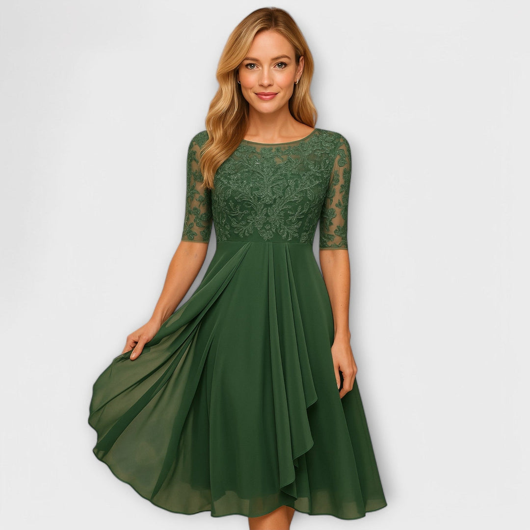 Martyna - Midi Dress with Lace Sleeves