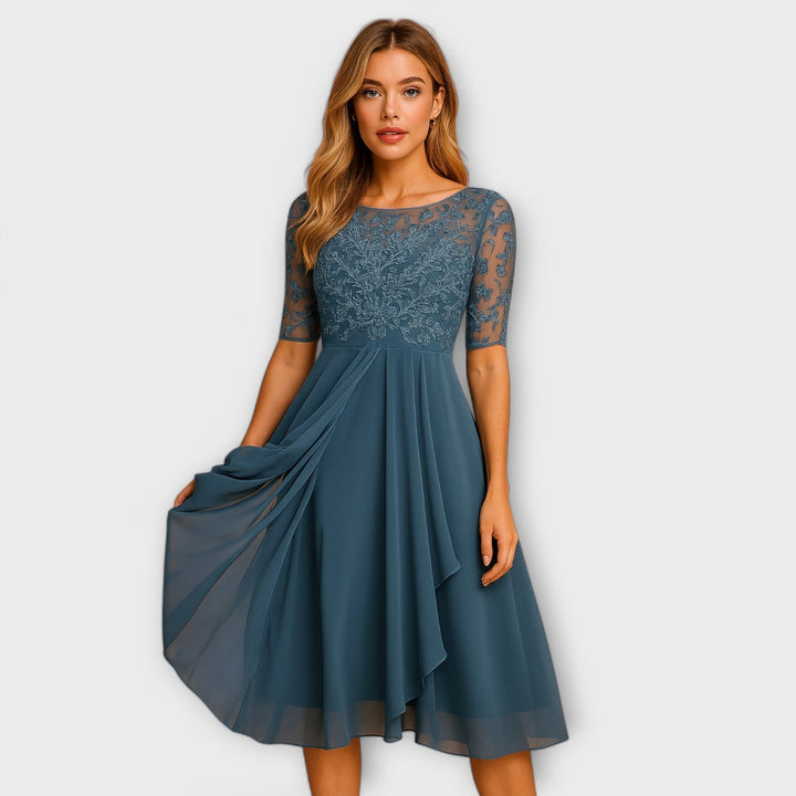 Martyna - Midi Dress with Lace Sleeves