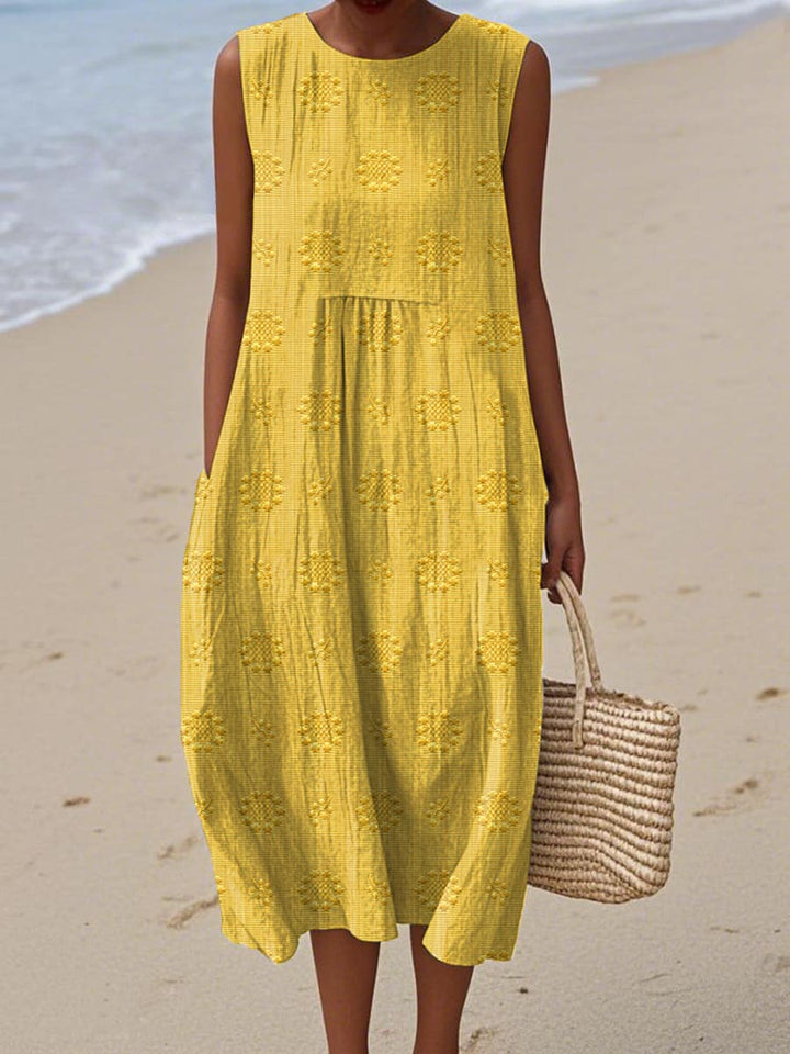 ARIANNA™|SUMMER COTTON DRESS WITH EMBROIDERED POCKET