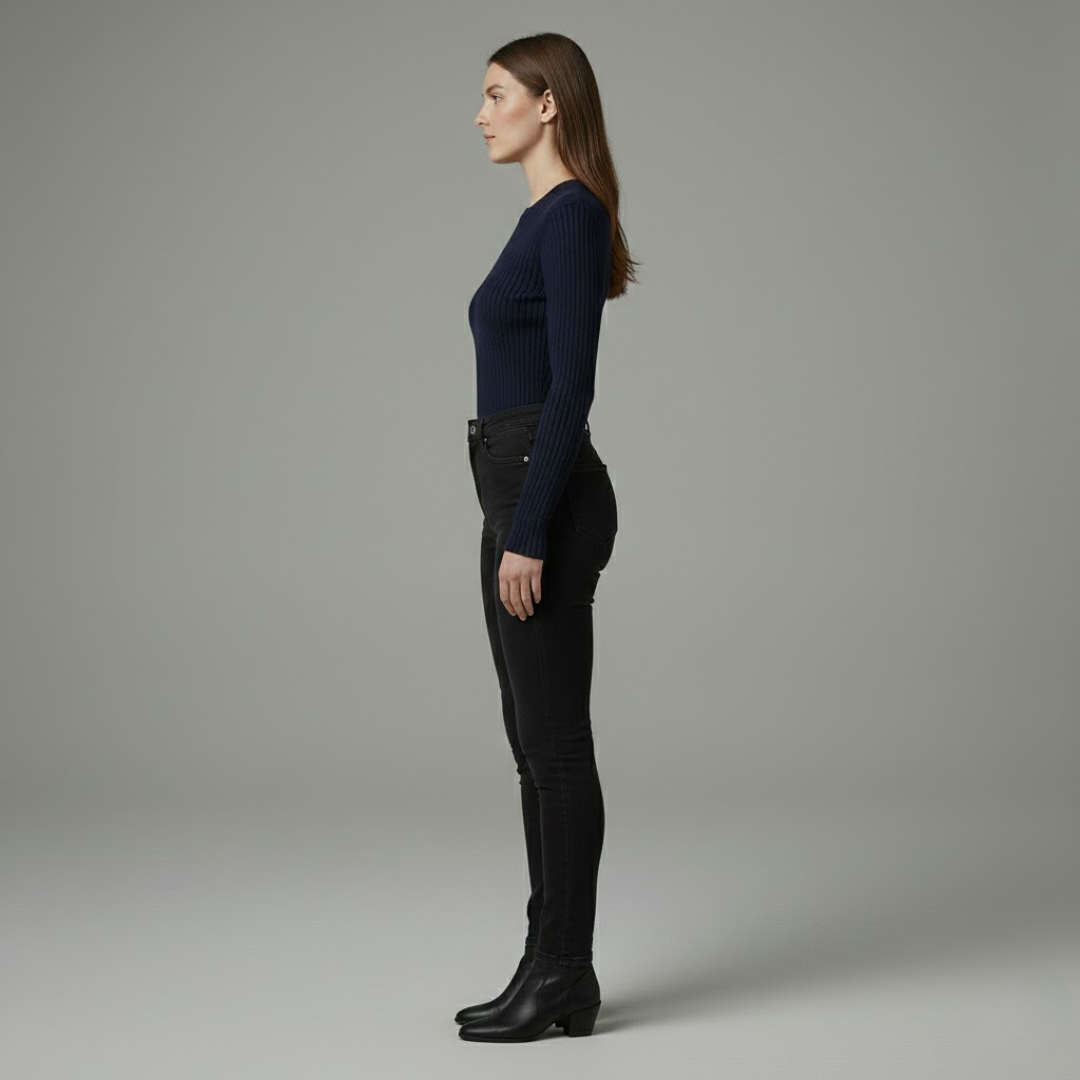 Ribbed Long-Sleeve Fitted Top