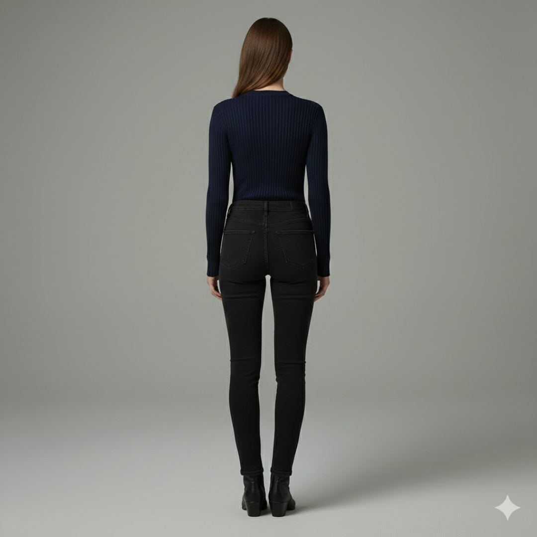 Ribbed Long-Sleeve Fitted Top