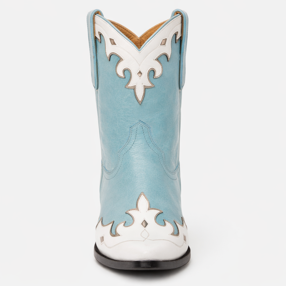 Women’s Blue Western Boots - Snip Toe Embroidery