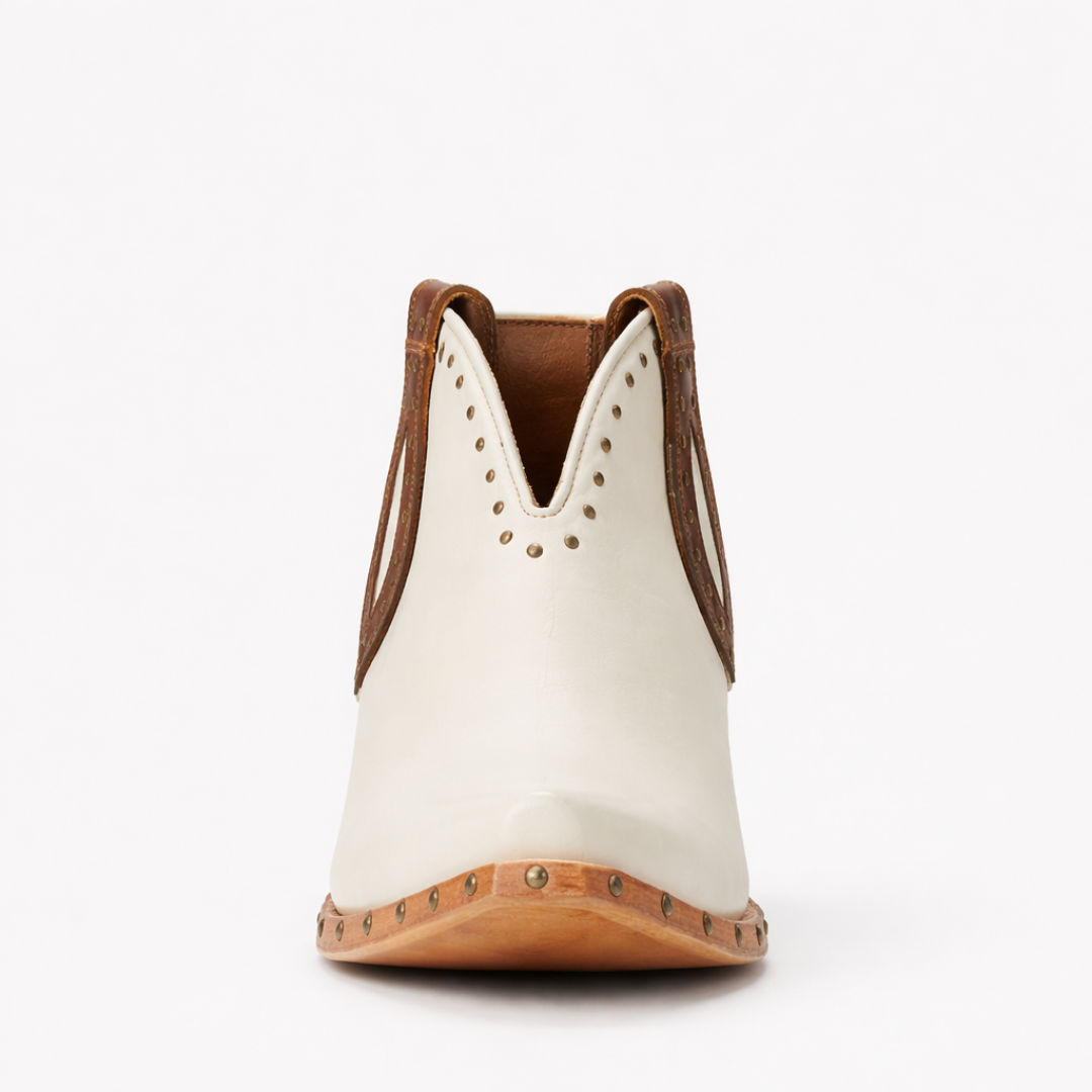 Ladies White Western Ankle Boots - Snip Toe