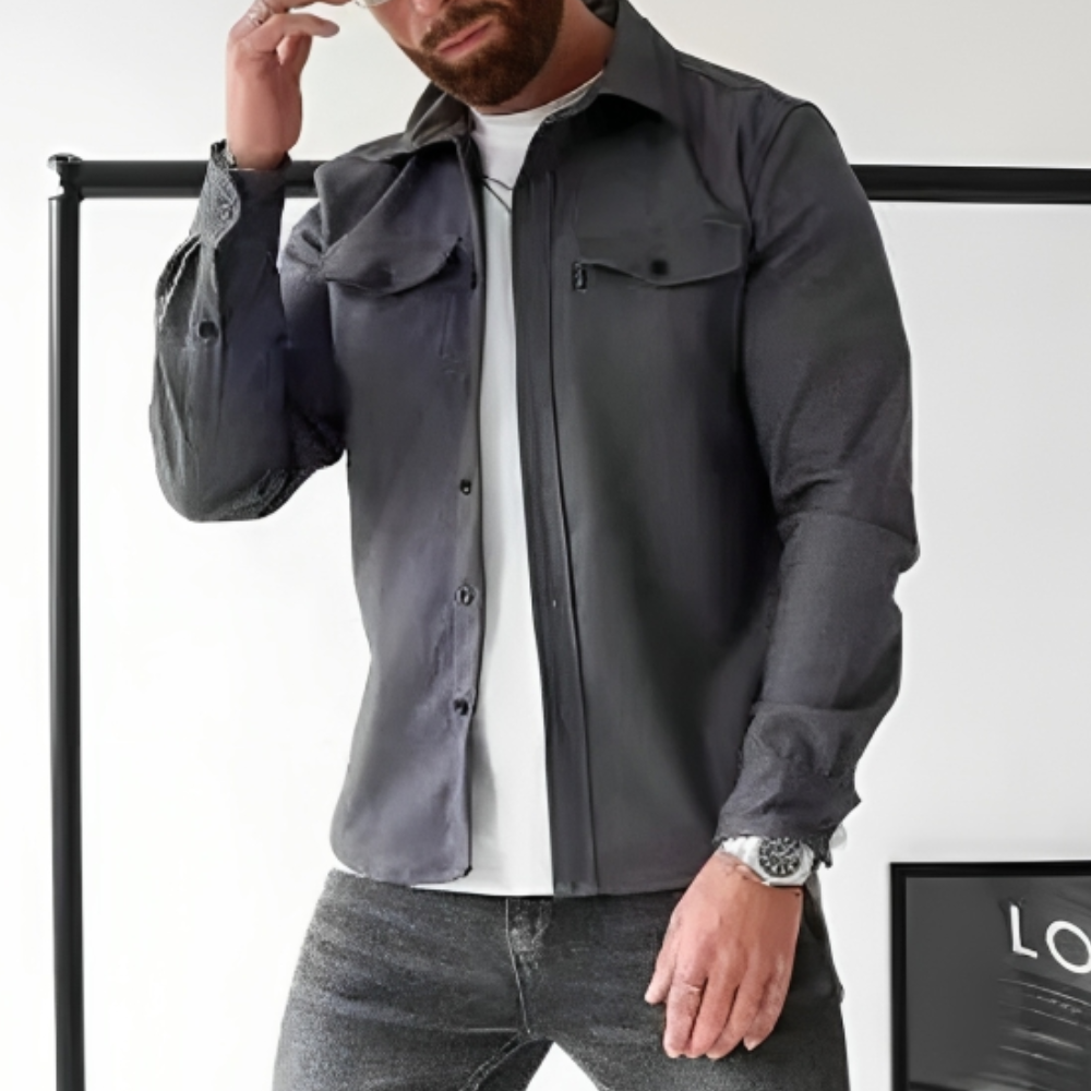 Men's Button-Down Jacket with Collar