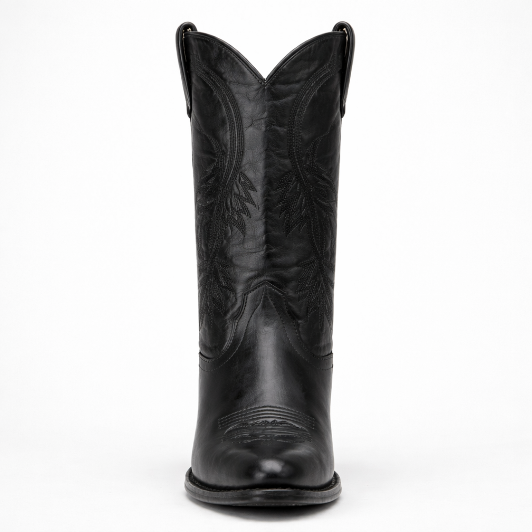 Women’s Black Stitch Western Boots - Round Toe