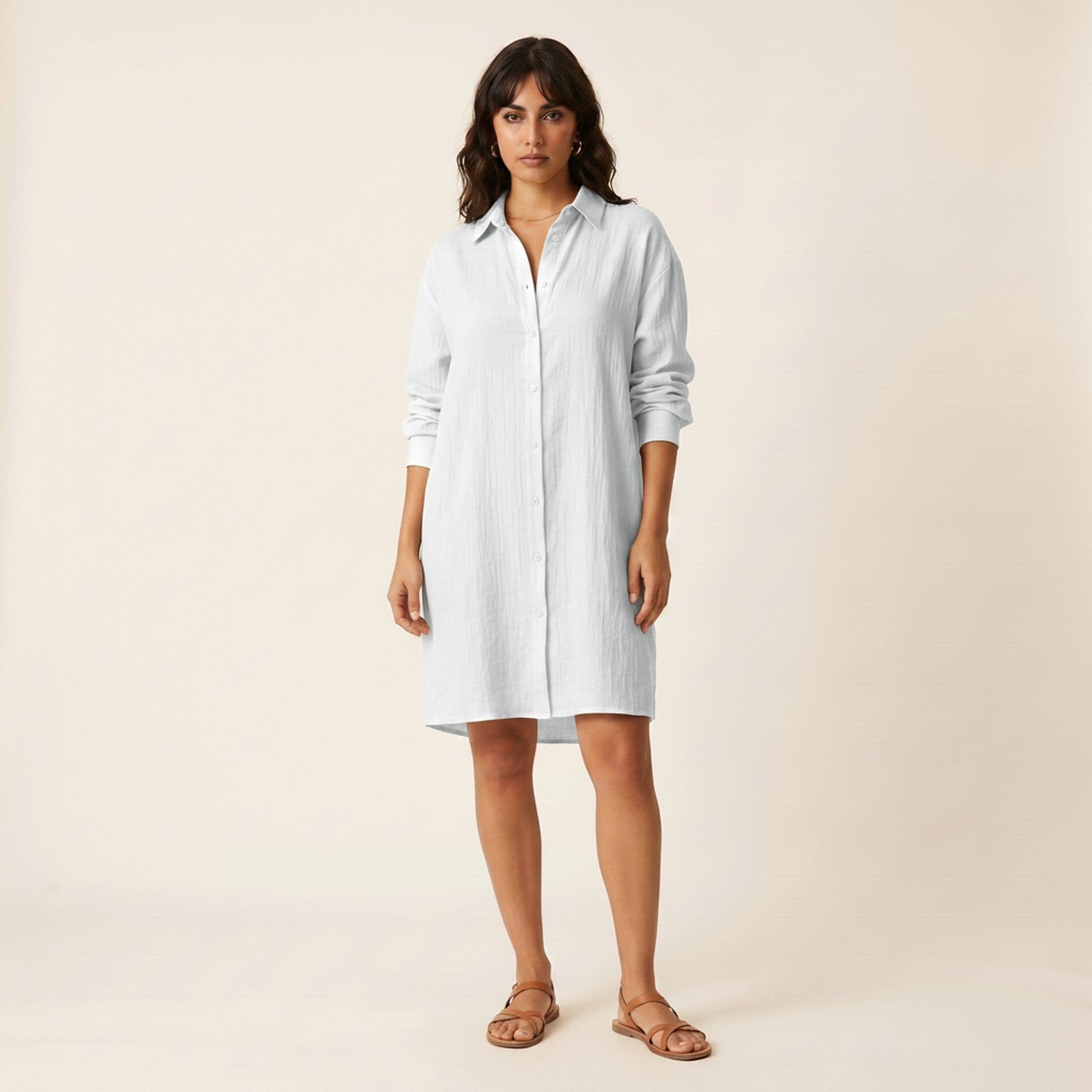Juni | Women's Linen Shirt Dress - White