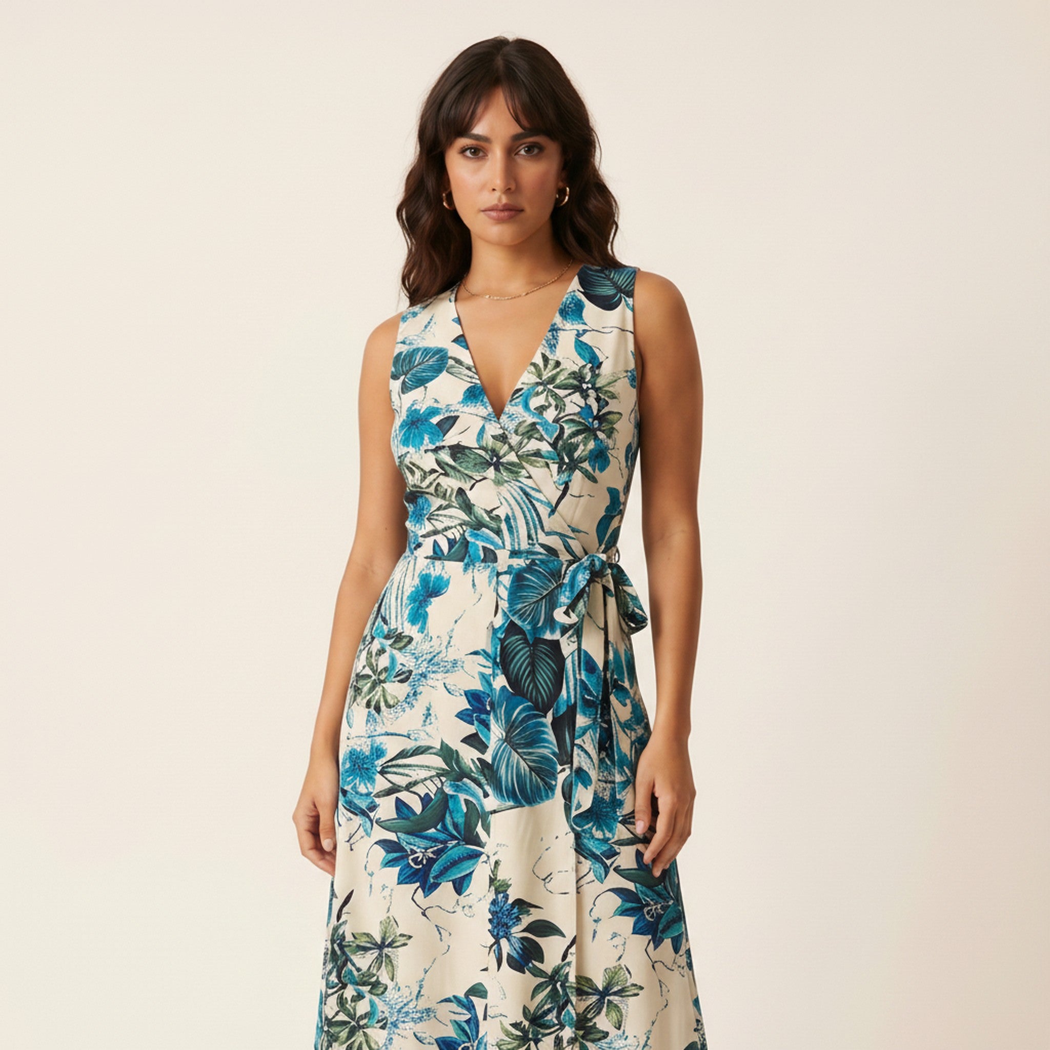 Cleo | Women's Floral Wrap Midi Dress - view 3
