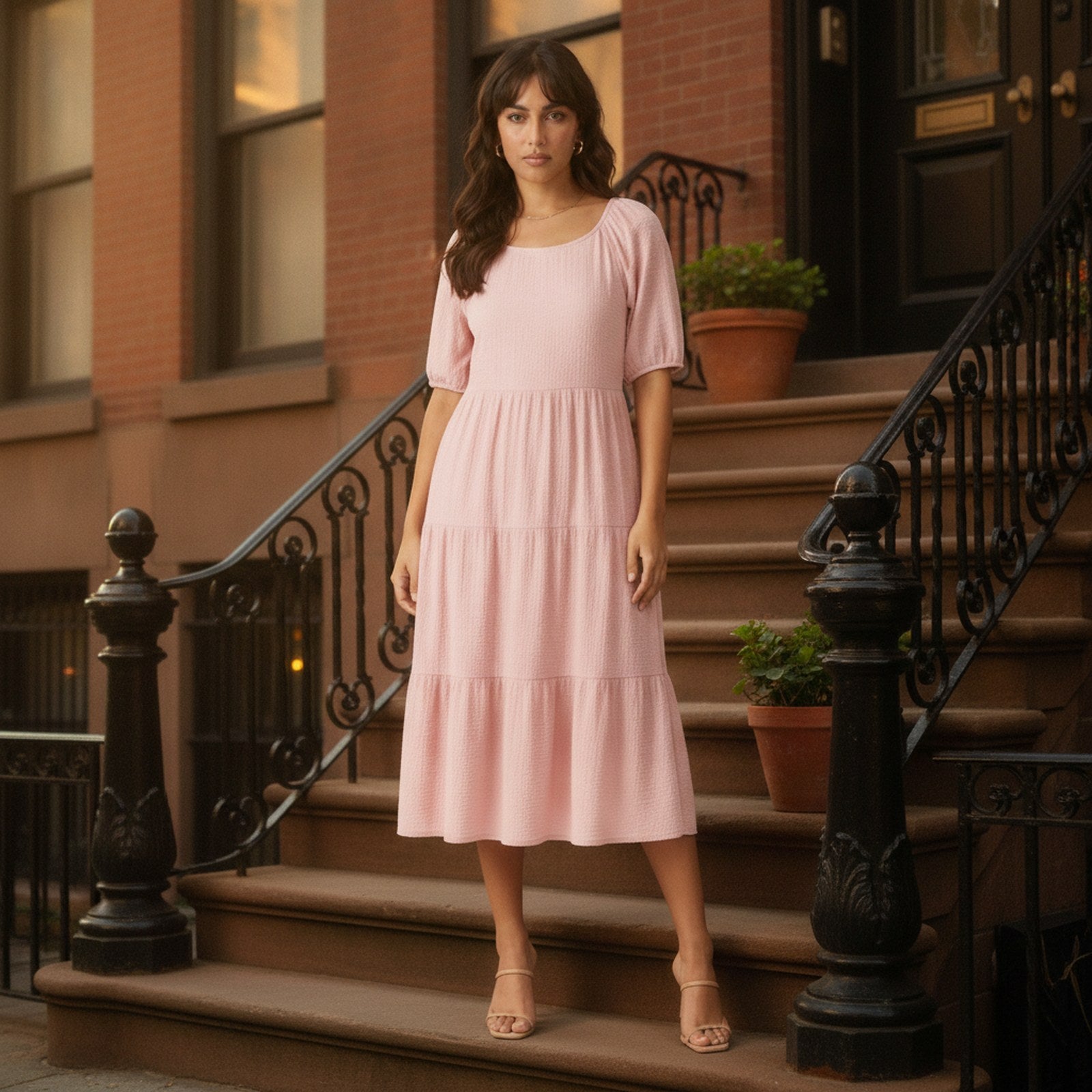 AIv2: Willa | Women's Textured Tiered Midi Dress - Lifestyle