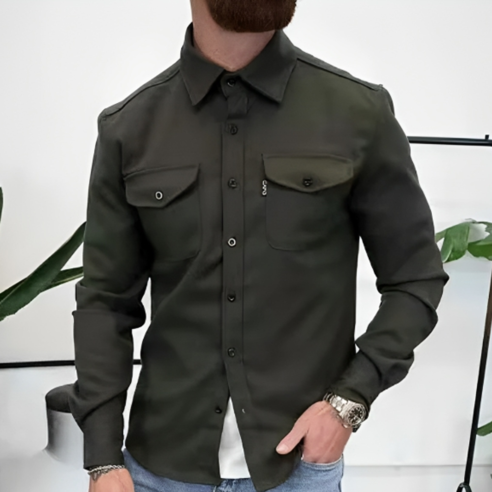 Men's Button-Down Jacket with Collar
