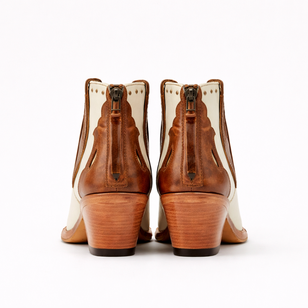 Ladies White Western Ankle Boots - Snip Toe