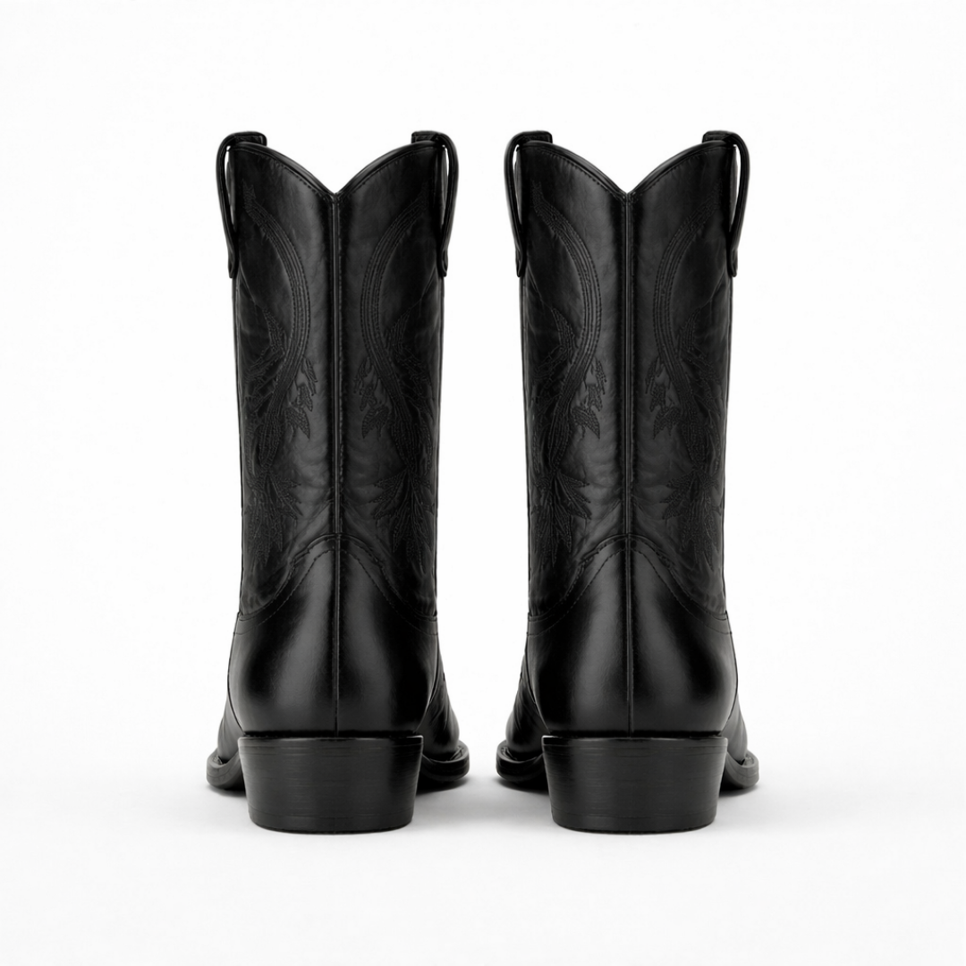 Women’s Black Stitch Western Boots - Round Toe
