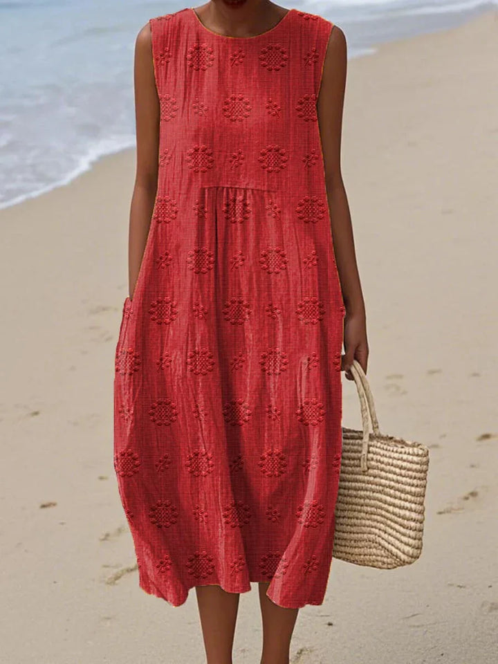ARIANNA™|SUMMER COTTON DRESS WITH EMBROIDERED POCKET