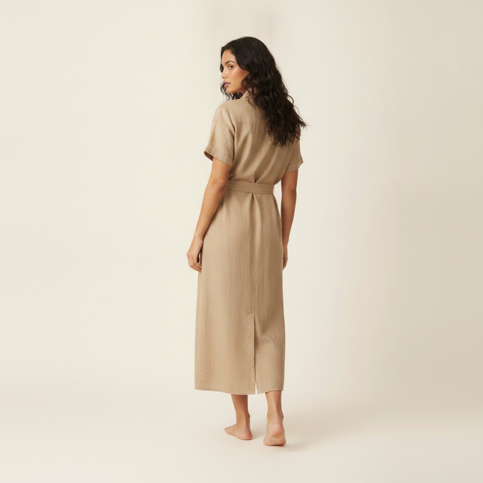 "Amalfi" Linen Blend Midi Dress - Back
