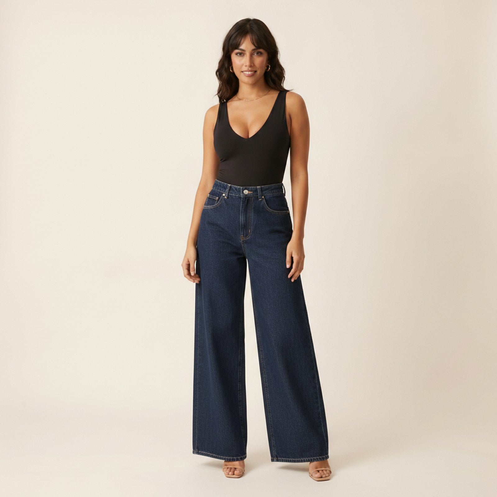AIv2: Gigi | Women's Wide Leg Jeans — Blue - Hero Front