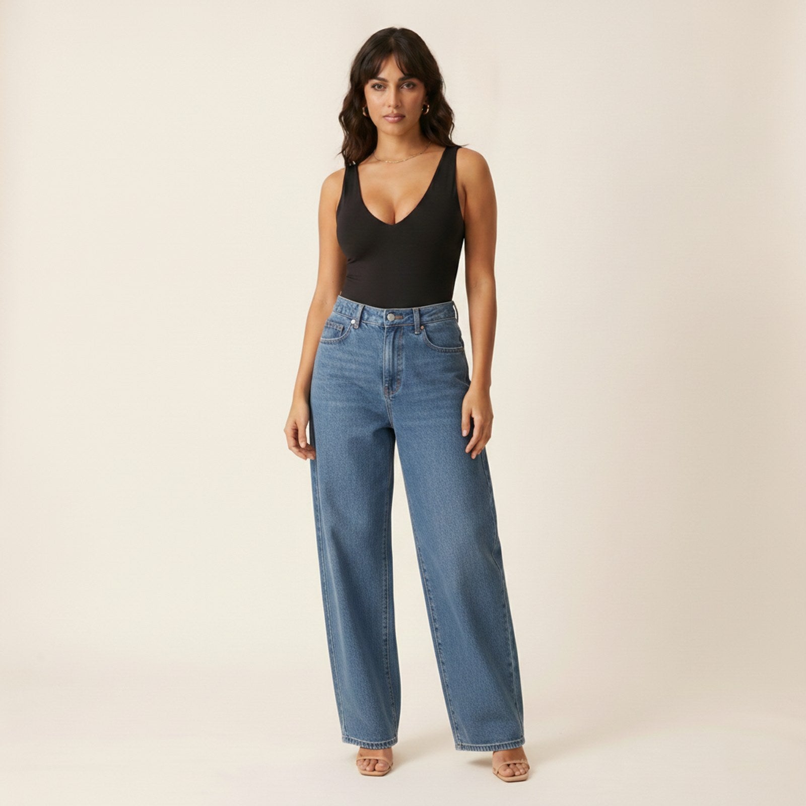AIv2: Freya | Women's Wide Leg Jeans — Blue - Hero Front