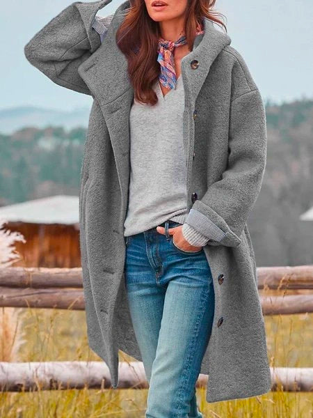 Battina – Long Sleeve Coat with Buttons