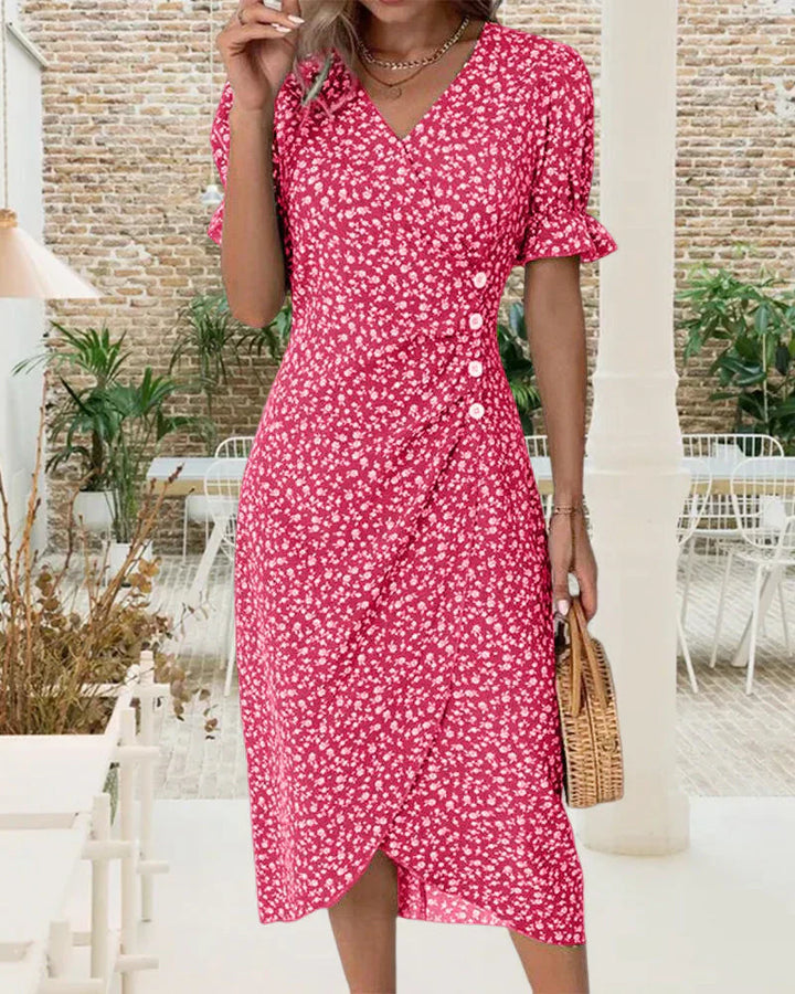 Tine - Short Sleeve Dress with Floral Print