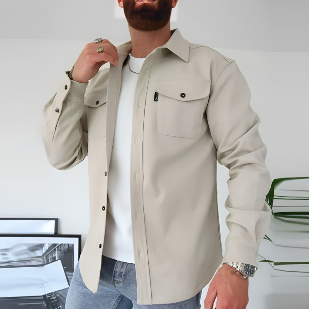 Men's Button-Down Jacket with Collar