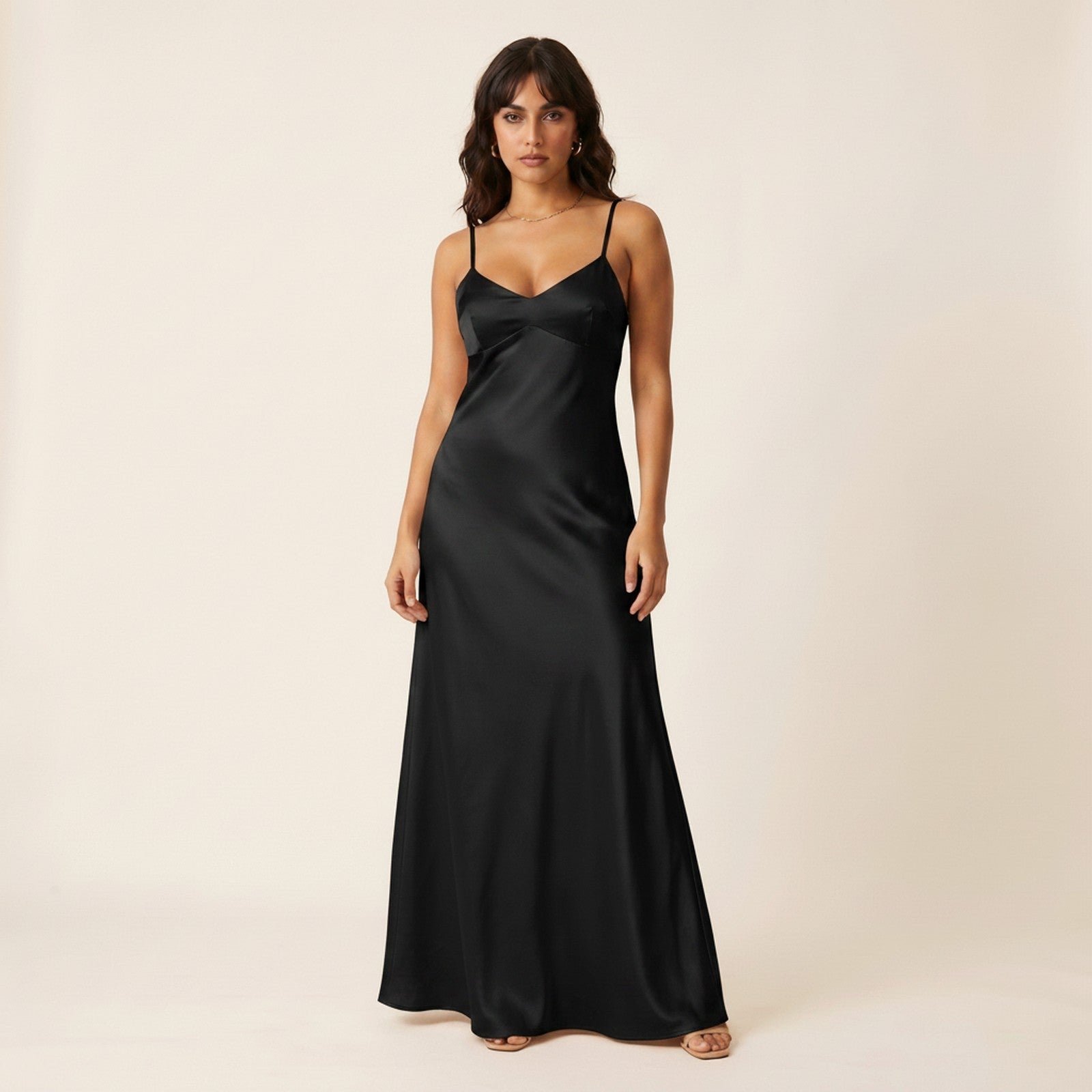 Ivy | Women's Satin Slip Dress - Black
